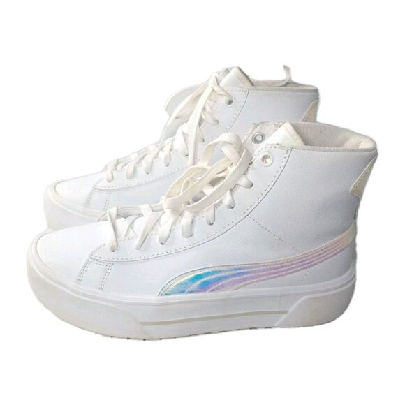Puma Kaia Mid Sneakers Women's Size 8 Shoes White Iridescent - Picture 2 of 8